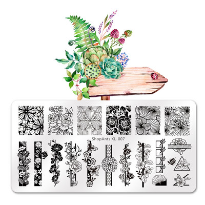 ShopAnts 6*12 cm-es körömbélyegző lemezek Gyümölcsök Képek Stencil Rozsdamentes acél Design nyomtatáshoz Nail Art képtábla XL-039