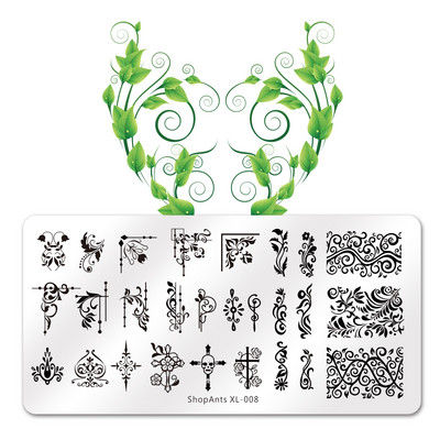 ShopAnts 6*12 cm-es körömbélyegző lemezek Gyümölcsök Képek Stencil Rozsdamentes acél Design nyomtatáshoz Nail Art képtábla XL-039