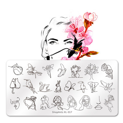ShopAnts 6*12 cm-es körömbélyegző lemezek Gyümölcsök Képek Stencil Rozsdamentes acél Design nyomtatáshoz Nail Art képtábla XL-039
