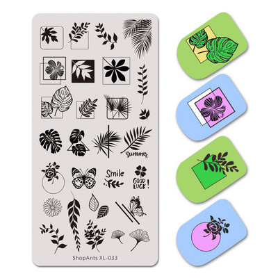 ShopAnts 6*12 cm-es körömbélyegző lemezek Gyümölcsök Képek Stencil Rozsdamentes acél Design nyomtatáshoz Nail Art képtábla XL-039
