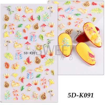 5D őszi körömmatricák juharlevél ősz ihletésű körmök tervezése sütőtök szárny matricák hálaadás manikűr csúszkák fóliák SA5D-K179