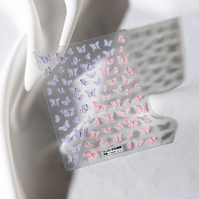 1 lapos 3D akril gravírozott köröm matrica pulóver gyapjú aranyos fehér hópehely pillangó szárny színes dombormű köröm vízcsúszda matrica