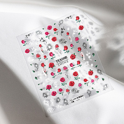 1 lapos 3D akril gravírozott köröm matrica pulóver gyapjú aranyos fehér hópehely pillangó szárny színes dombormű köröm vízcsúszda matrica