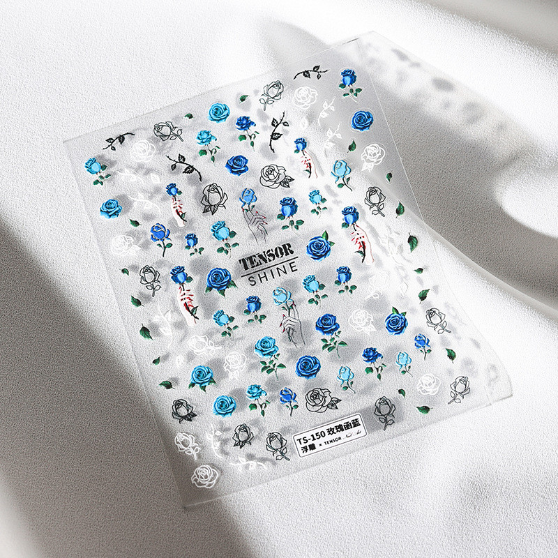 1 lapos 3D akril gravírozott köröm matrica pulóver gyapjú aranyos fehér hópehely pillangó szárny színes dombormű köröm vízcsúszda matrica