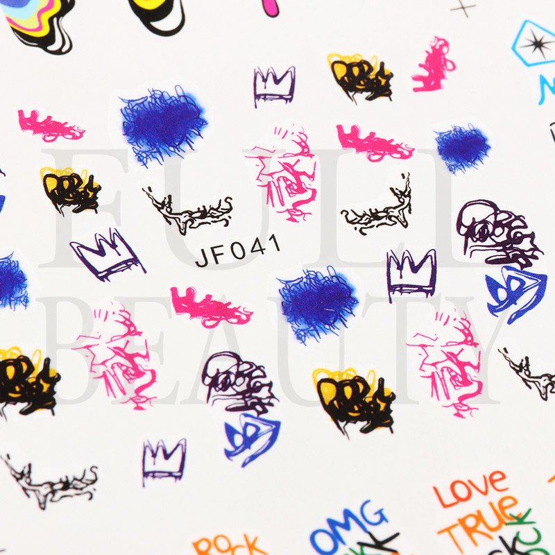 12db Neon Graffiti Szivárvány Design matricák Körömhöz Halloween Csontváz Vérző Szellemedény csúszkák Dekor Kiegészítő LEJF37-48