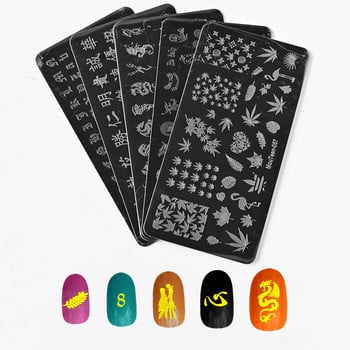 6*12cm Nail Art Stamping Plates Leaf Flower Sexy Girl Nail Art Template Geometry Lace Nail Polish Print Jelly Stamper Scrapper