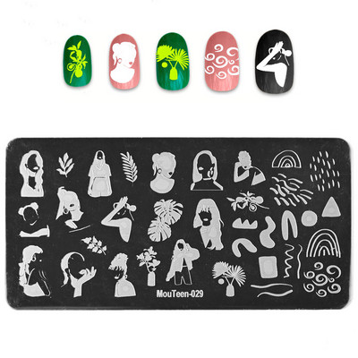 6*12 cm-es körömdíszítő bélyegzőlapok levél virág Szexi lány körömdíszítő sablon geometria csipke körömlakk nyomat zselés bélyegző kaparó