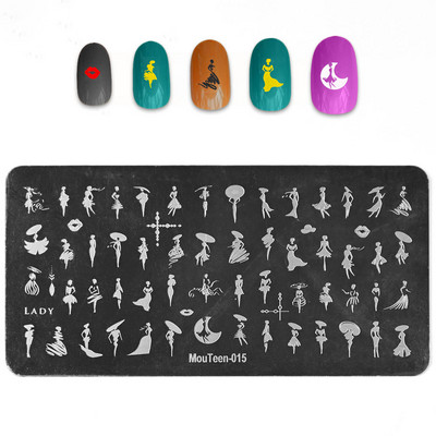 6*12 cm-es körömdíszítő bélyegzőlapok levél virág Szexi lány körömdíszítő sablon geometria csipke körömlakk nyomat zselés bélyegző kaparó
