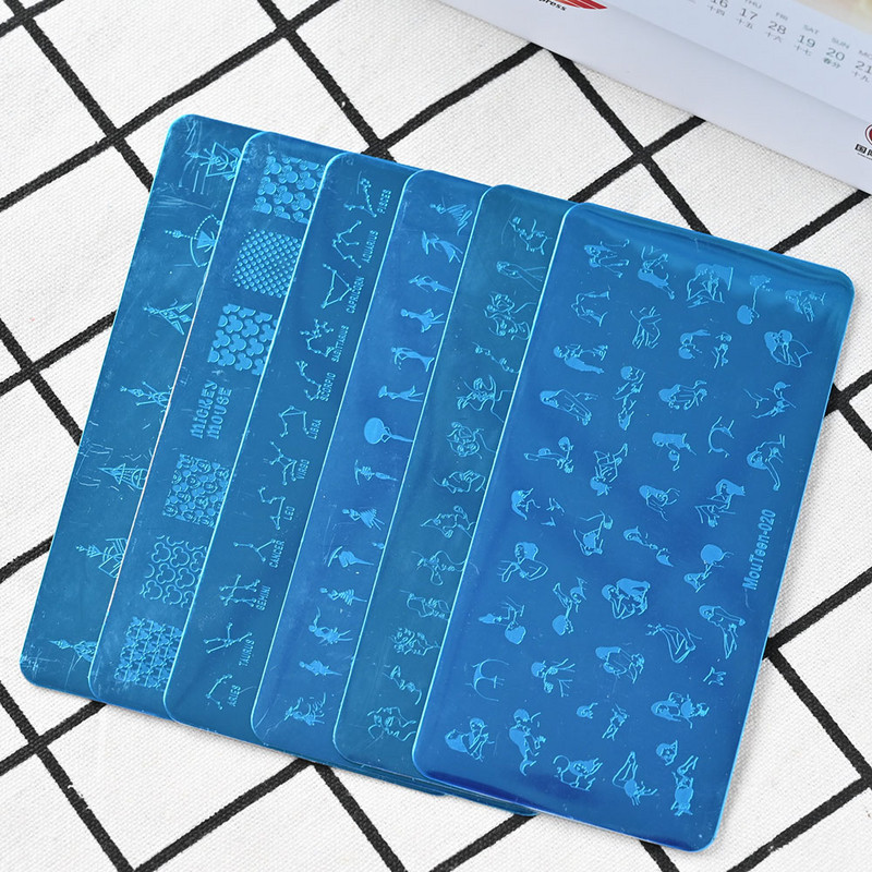 6*12 cm-es körömdíszítő bélyegzőlapok levél virág Szexi lány körömdíszítő sablon geometria csipke körömlakk nyomat zselés bélyegző kaparó