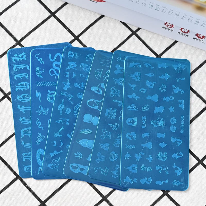 6*12 cm-es körömdíszítő bélyegzőlapok levél virág Szexi lány körömdíszítő sablon geometria csipke körömlakk nyomat zselés bélyegző kaparó