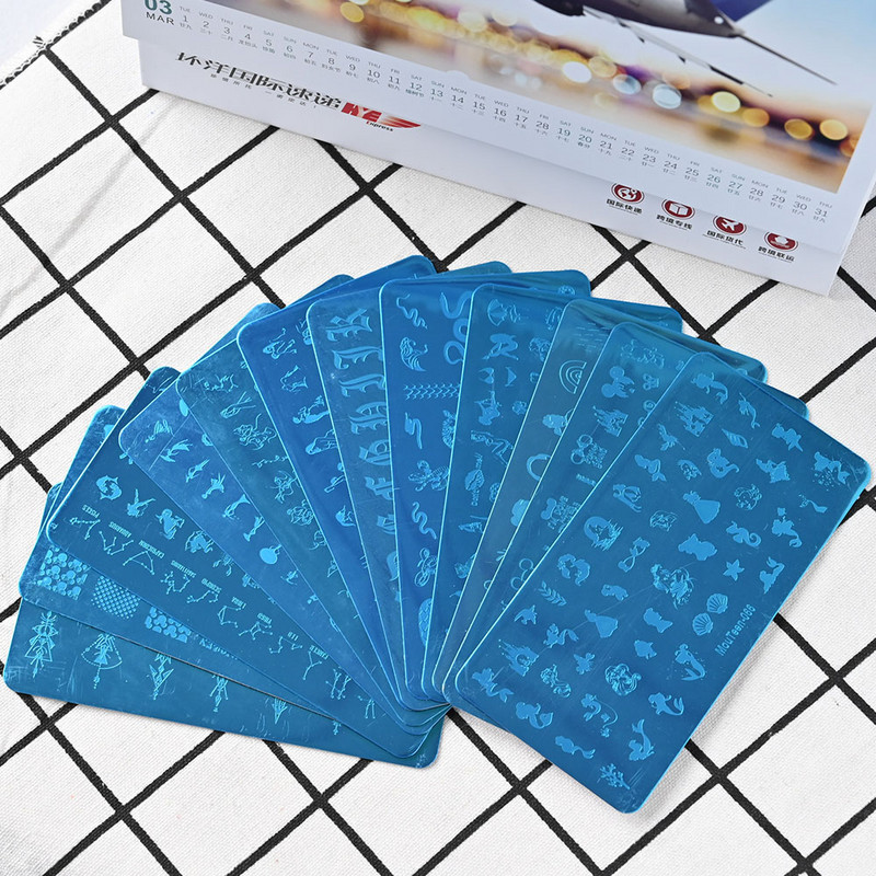 6*12 cm-es körömdíszítő bélyegzőlapok levél virág Szexi lány körömdíszítő sablon geometria csipke körömlakk nyomat zselés bélyegző kaparó