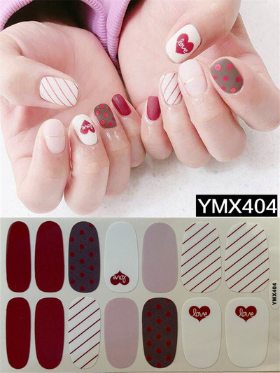 Pure Color DIY körömpakolások teljes fedő szivárvány pöttyös csíkos körmök matrica művészeti dekoráció manikűr ragasztó Valentin ajándék