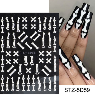 5D Halloween Nail Art Matricák Pókháló Horror Szemek Arc Sütőtök Körömmatricák Domborított minták Csúszkák Fóliák Manikűr TRSTZ-5D