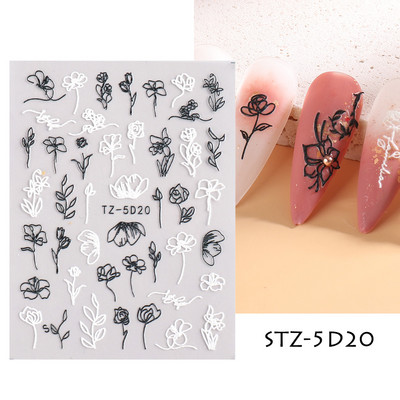 5D Halloween Nail Art Matricák Pókháló Horror Szemek Arc Sütőtök Körömmatricák Domborított minták Csúszkák Fóliák Manikűr TRSTZ-5D