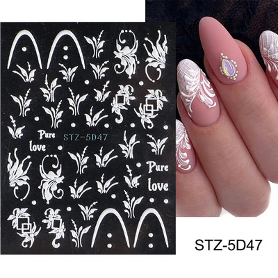 5D Halloween Nail Art Matricák Pókháló Horror Szemek Arc Sütőtök Körömmatricák Domborított minták Csúszkák Fóliák Manikűr TRSTZ-5D