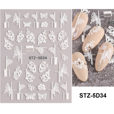 5D Halloween Nail Art Matricák Pókháló Horror Szemek Arc Sütőtök Körömmatricák Domborított minták Csúszkák Fóliák Manikűr TRSTZ-5D