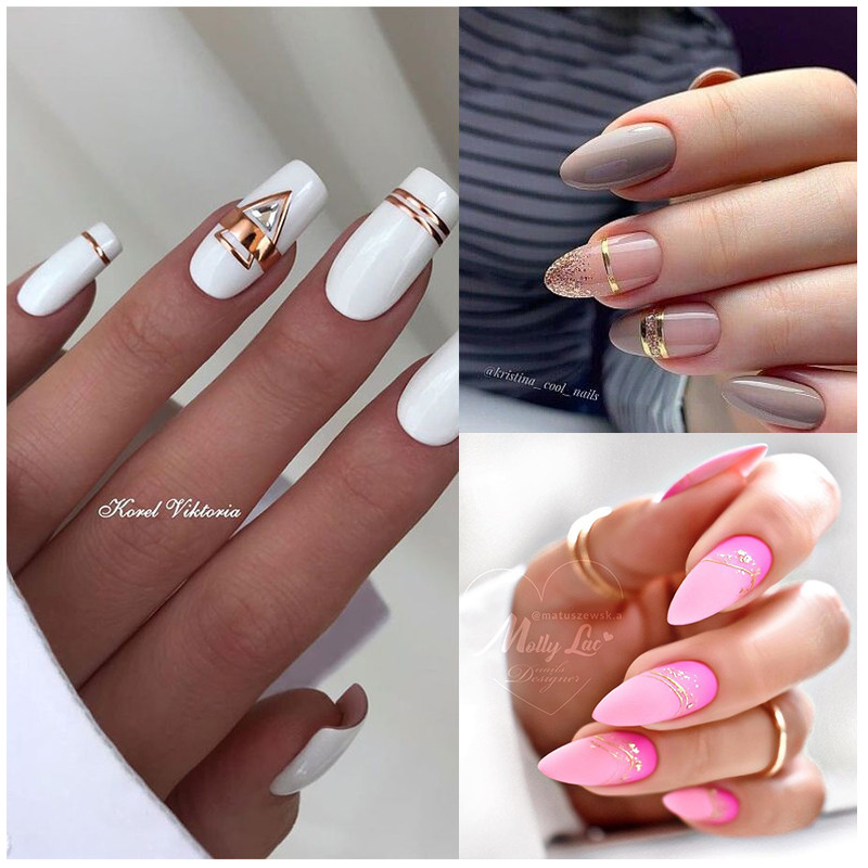 Crvene srebrne linije 3D naljepnice za nokte Holografska ružičasto zlatna geometrija Metalne pruge Naljepnice za nokte Slider Manikura Nail Art Dekoracije