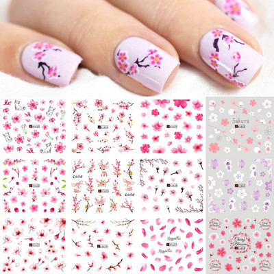 Tulipán körömmatrica hóvirág víz köröm matricák rózsaszín virágok bazsarózsa rózsa csúszkák nyári dizájn gél lakk pakolás tetoválás GLBN2269-2280