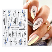 Kiemelkedő vonalú levelek 3D körömmatricák geometria virágok körömdíszítések gél csúszkák tavaszi manikűr LASTZ-CS109