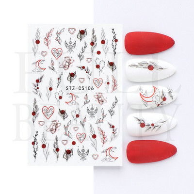Kiemelkedő vonalú levelek 3D körömmatricák geometria virágok körömdíszítések gél csúszkák tavaszi manikűr LASTZ-CS109