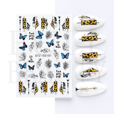 Kiemelkedő vonalú levelek 3D körömmatricák geometria virágok körömdíszítések gél csúszkák tavaszi manikűr LASTZ-CS109