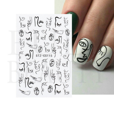 Kiemelkedő vonalú levelek 3D körömmatricák geometria virágok körömdíszítések gél csúszkák tavaszi manikűr LASTZ-CS109