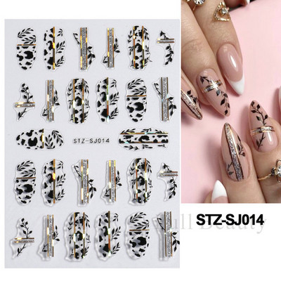Kiemelkedő vonalú levelek 3D körömmatricák geometria virágok körömdíszítések gél csúszkák tavaszi manikűr LASTZ-CS109