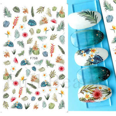 Kiemelkedő vonalú levelek 3D körömmatricák geometria virágok körömdíszítések gél csúszkák tavaszi manikűr LASTZ-CS109