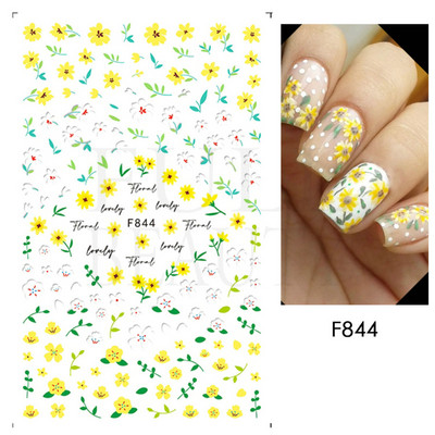 Kiemelkedő vonalú levelek 3D körömmatricák geometria virágok körömdíszítések gél csúszkák tavaszi manikűr LASTZ-CS109