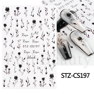 Kiemelkedő vonalú levelek 3D körömmatricák geometria virágok körömdíszítések gél csúszkák tavaszi manikűr LASTZ-CS109