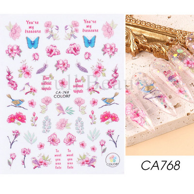 Kiemelkedő vonalú levelek 3D körömmatricák geometria virágok körömdíszítések gél csúszkák tavaszi manikűr LASTZ-CS109