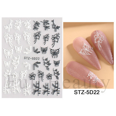 Kiemelkedő vonalú levelek 3D körömmatricák geometria virágok körömdíszítések gél csúszkák tavaszi manikűr LASTZ-CS109