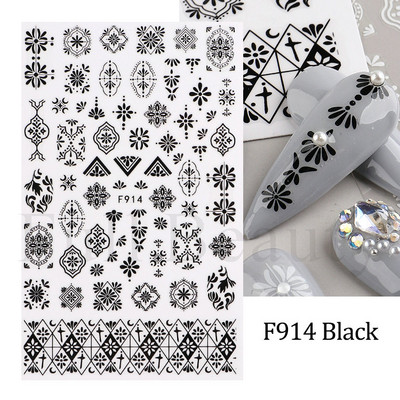 Kiemelkedő vonalú levelek 3D körömmatricák geometria virágok körömdíszítések gél csúszkák tavaszi manikűr LASTZ-CS109