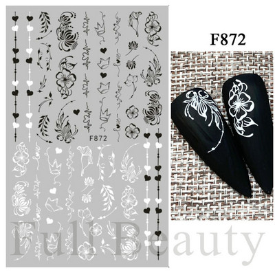 Kiemelkedő vonalú levelek 3D körömmatricák geometria virágok körömdíszítések gél csúszkák tavaszi manikűr LASTZ-CS109