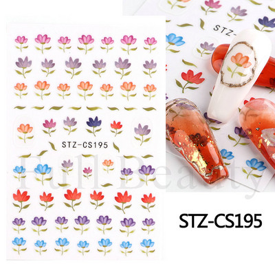 Kiemelkedő vonalú levelek 3D körömmatricák geometria virágok körömdíszítések gél csúszkák tavaszi manikűr LASTZ-CS109