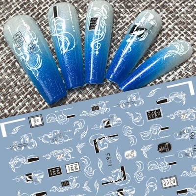 Kiemelkedő vonalú levelek 3D körömmatricák geometria virágok körömdíszítések gél csúszkák tavaszi manikűr LASTZ-CS109