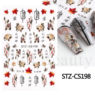 Kiemelkedő vonalú levelek 3D körömmatricák geometria virágok körömdíszítések gél csúszkák tavaszi manikűr LASTZ-CS109