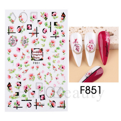 Kiemelkedő vonalú levelek 3D körömmatricák geometria virágok körömdíszítések gél csúszkák tavaszi manikűr LASTZ-CS109
