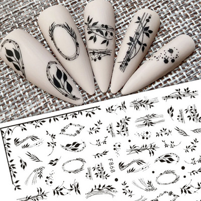 Kiemelkedő vonalú levelek 3D körömmatricák geometria virágok körömdíszítések gél csúszkák tavaszi manikűr LASTZ-CS109