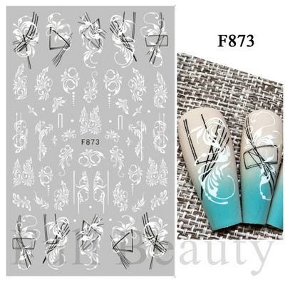 Kiemelkedő vonalú levelek 3D körömmatricák geometria virágok körömdíszítések gél csúszkák tavaszi manikűr LASTZ-CS109