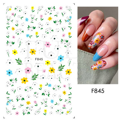 Kiemelkedő vonalú levelek 3D körömmatricák geometria virágok körömdíszítések gél csúszkák tavaszi manikűr LASTZ-CS109