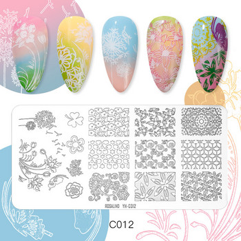 Плочи за щамповане на нокти ROSALIND For Stamping Nail Polish Wacky Pattern Nail Art Plate Stencil Line Nail Design Stamp Tools