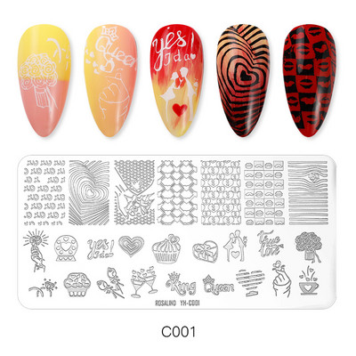 ROSALIND körömbélyegző lemezek körömlakk bélyegzéséhez Wacky Pattern Nail Art lemez stencilvonalas körömtervező bélyegzőeszközök