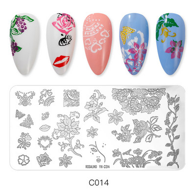 ROSALIND körömbélyegző lemezek körömlakk bélyegzéséhez Wacky Pattern Nail Art lemez stencilvonalas körömtervező bélyegzőeszközök