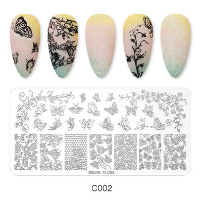 ROSALIND körömbélyegző lemezek körömlakk bélyegzéséhez Wacky Pattern Nail Art lemez stencilvonalas körömtervező bélyegzőeszközök