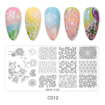 ROSALIND körömbélyegző lemezek körömlakk bélyegzéséhez Wacky Pattern Nail Art lemez stencilvonalas körömtervező bélyegzőeszközök