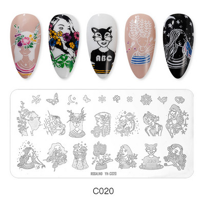 ROSALIND körömbélyegző lemezek körömlakk bélyegzéséhez Wacky Pattern Nail Art lemez stencilvonalas körömtervező bélyegzőeszközök