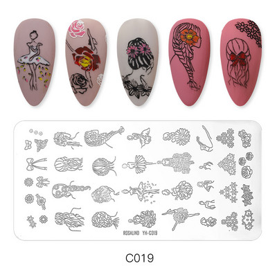 ROSALIND körömbélyegző lemezek körömlakk bélyegzéséhez Wacky Pattern Nail Art lemez stencilvonalas körömtervező bélyegzőeszközök