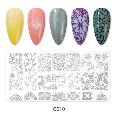 ROSALIND körömbélyegző lemezek körömlakk bélyegzéséhez Wacky Pattern Nail Art lemez stencilvonalas körömtervező bélyegzőeszközök
