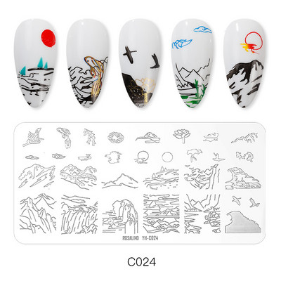 ROSALIND körömbélyegző lemezek körömlakk bélyegzéséhez Wacky Pattern Nail Art lemez stencilvonalas körömtervező bélyegzőeszközök